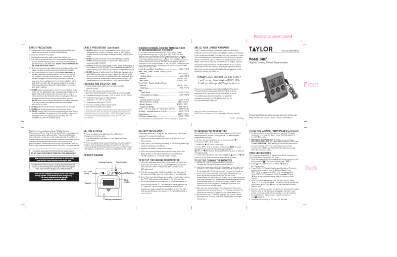 Page n°1 - Manuel utilisateur Taylor 1487