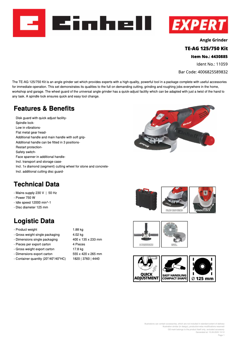 Image de la première page du manuel de l'appareil TE-AG 125/750 Kit