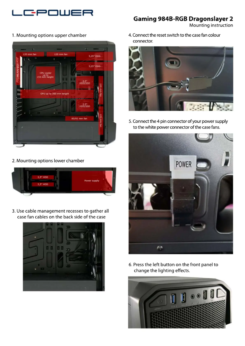 Page 1 de la notice Manuel utilisateur LC-Power Gaming 984B-RGB Dragonslayer 2