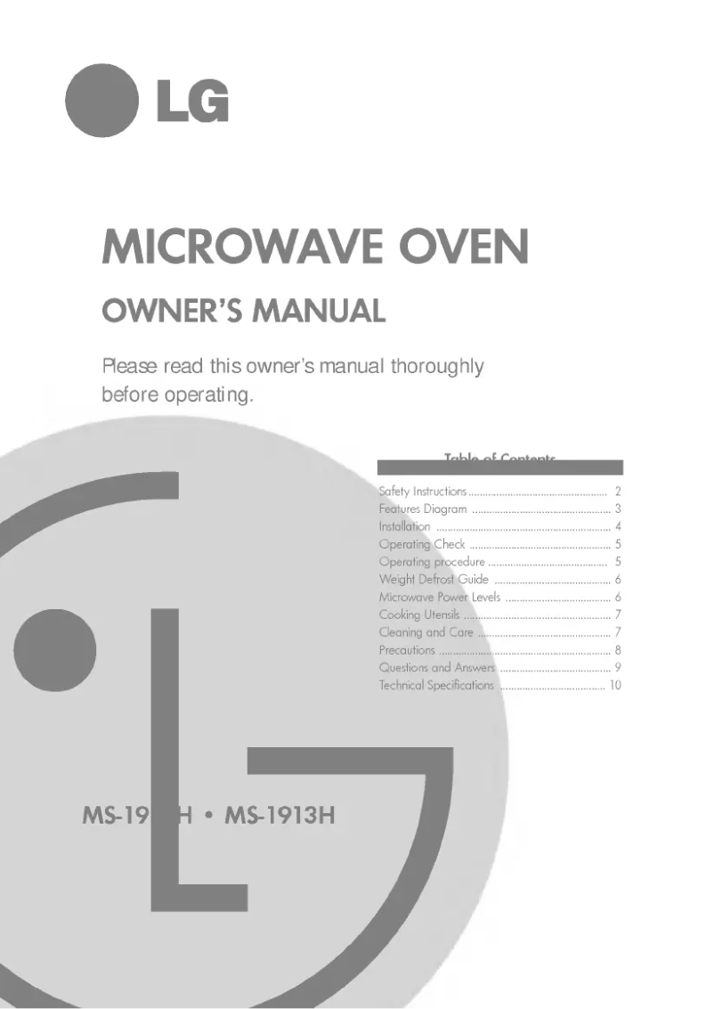 Page 1 de la notice Manuel utilisateur LG MS-1913H