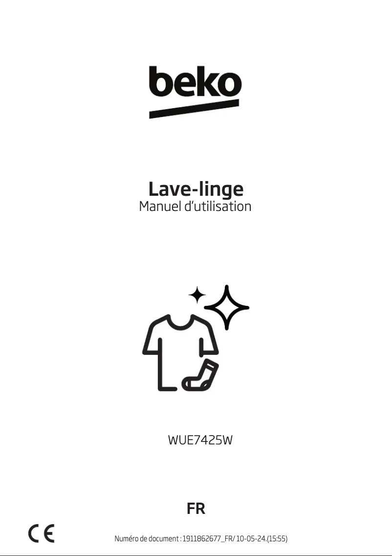 Page 1 de la notice Manuel utilisateur Beko WUE7425W