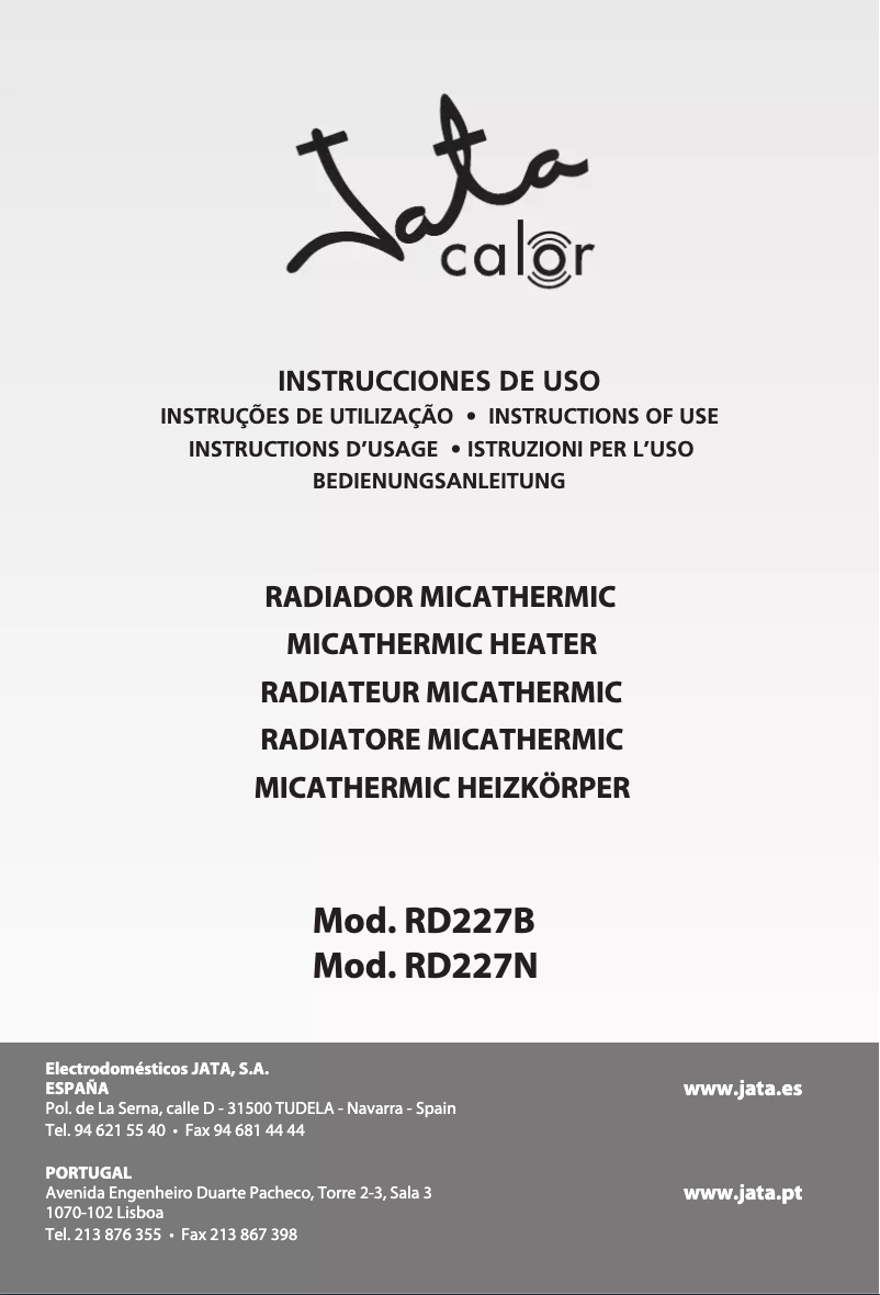 Page 1 de la notice Manuel utilisateur Jata RD227B