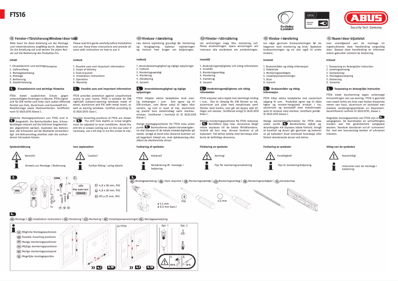 Image de la première page du manuel de l'appareil FTS16