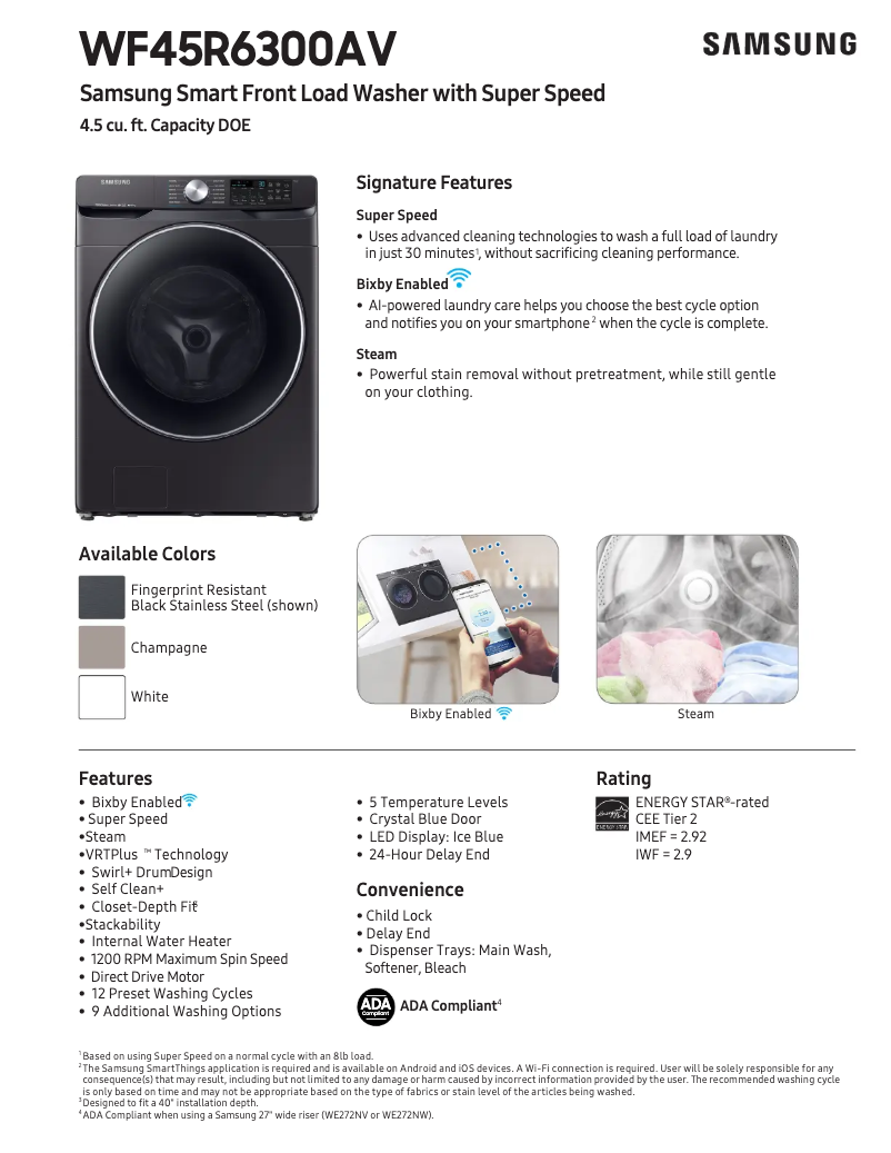 Image de la première page du manuel de l'appareil WF45R6300AV/US