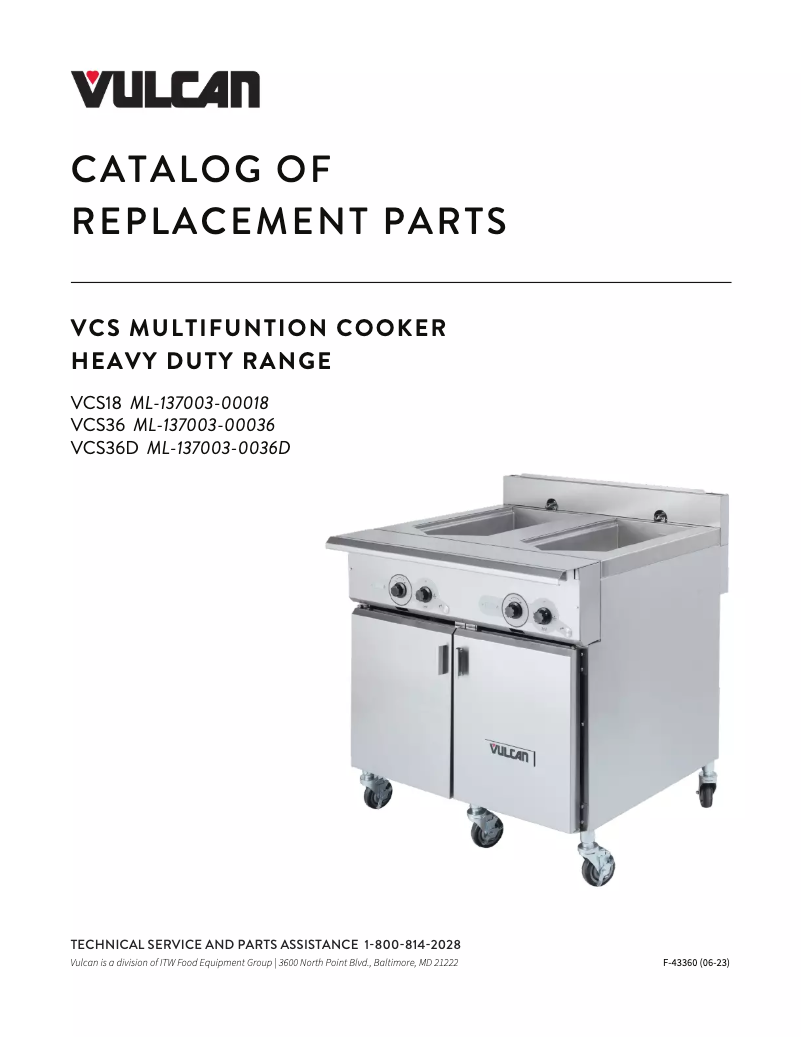 Page 1 de la notice Catalogue Vulcan VCS36D