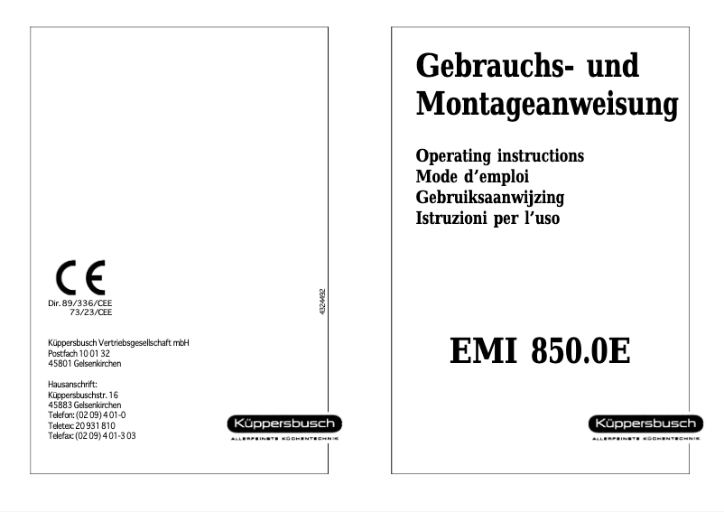 Image de la première page du manuel de l'appareil EMI 850.0E
