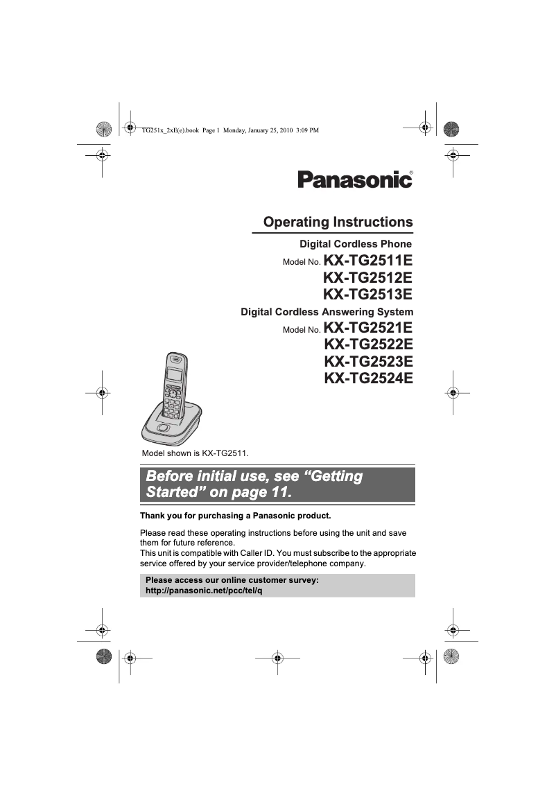 Page 1 de la notice Manuel utilisateur Panasonic KX-TG2524E