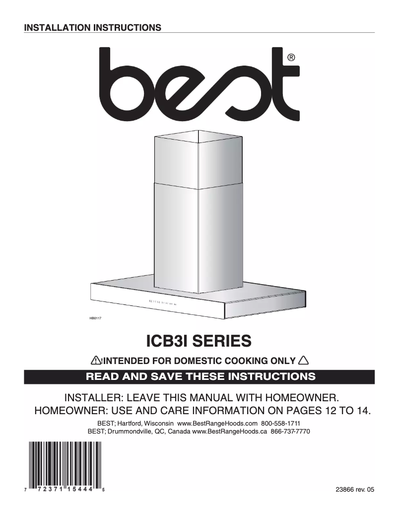 Página 1 del manual Guía de instalación Best Ispira ICB3I36SBN