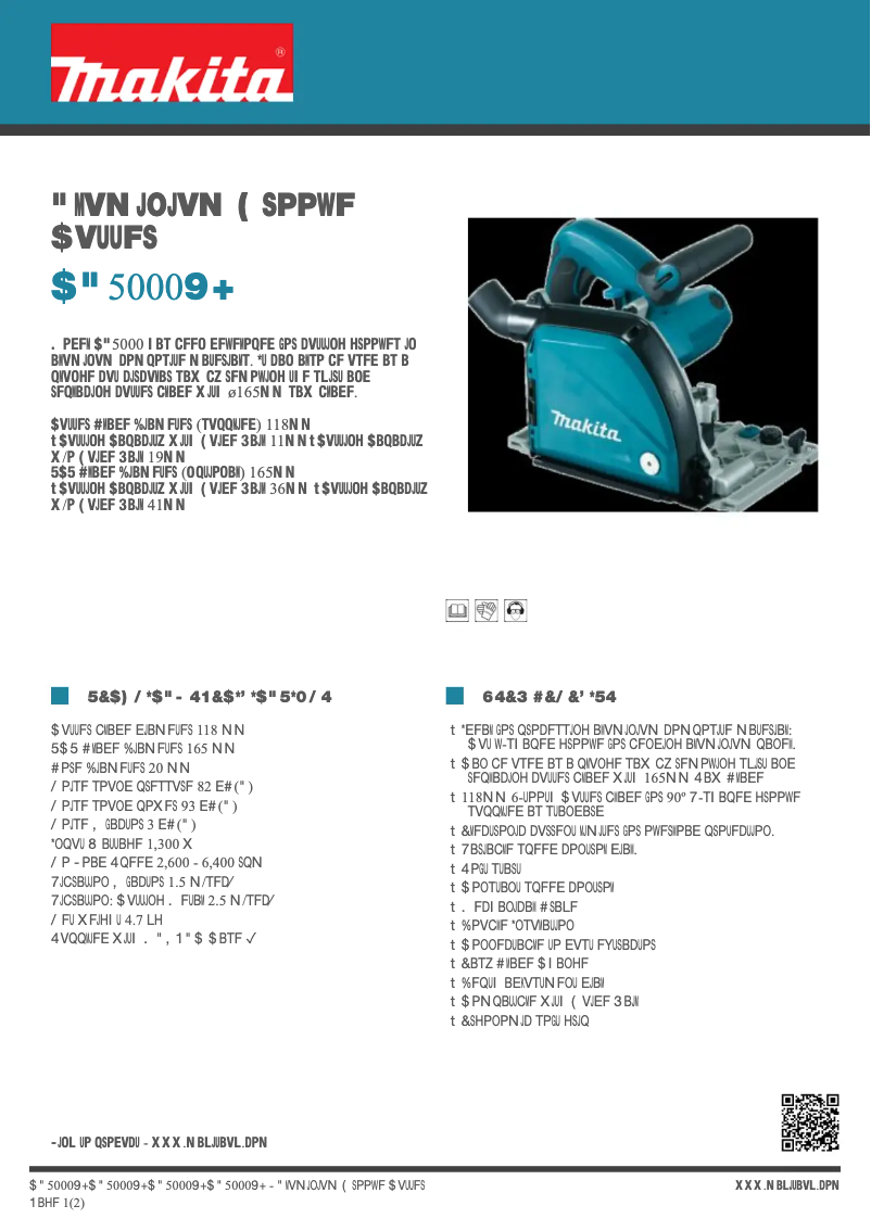 Página 1 del manual Ficha técnica Makita CA5000XJ