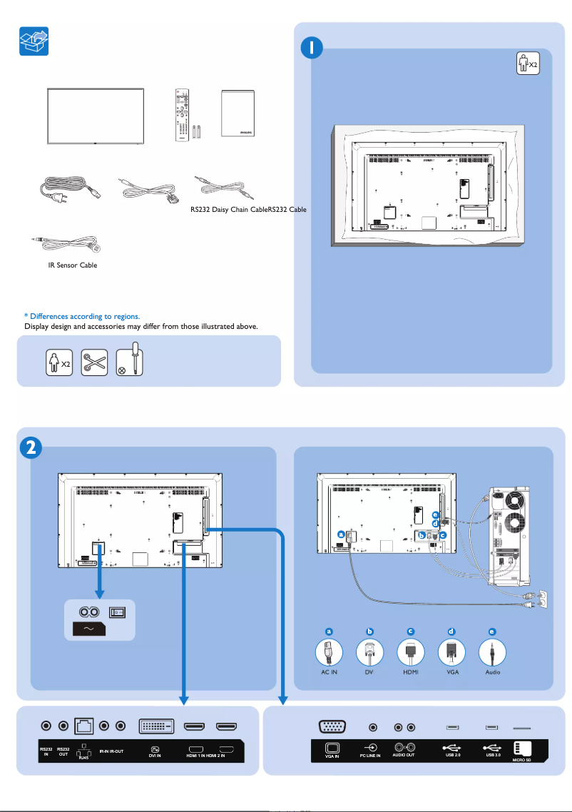 Page 1 de la notice Guide de démarrage rapide Philips 50BDL3050Q