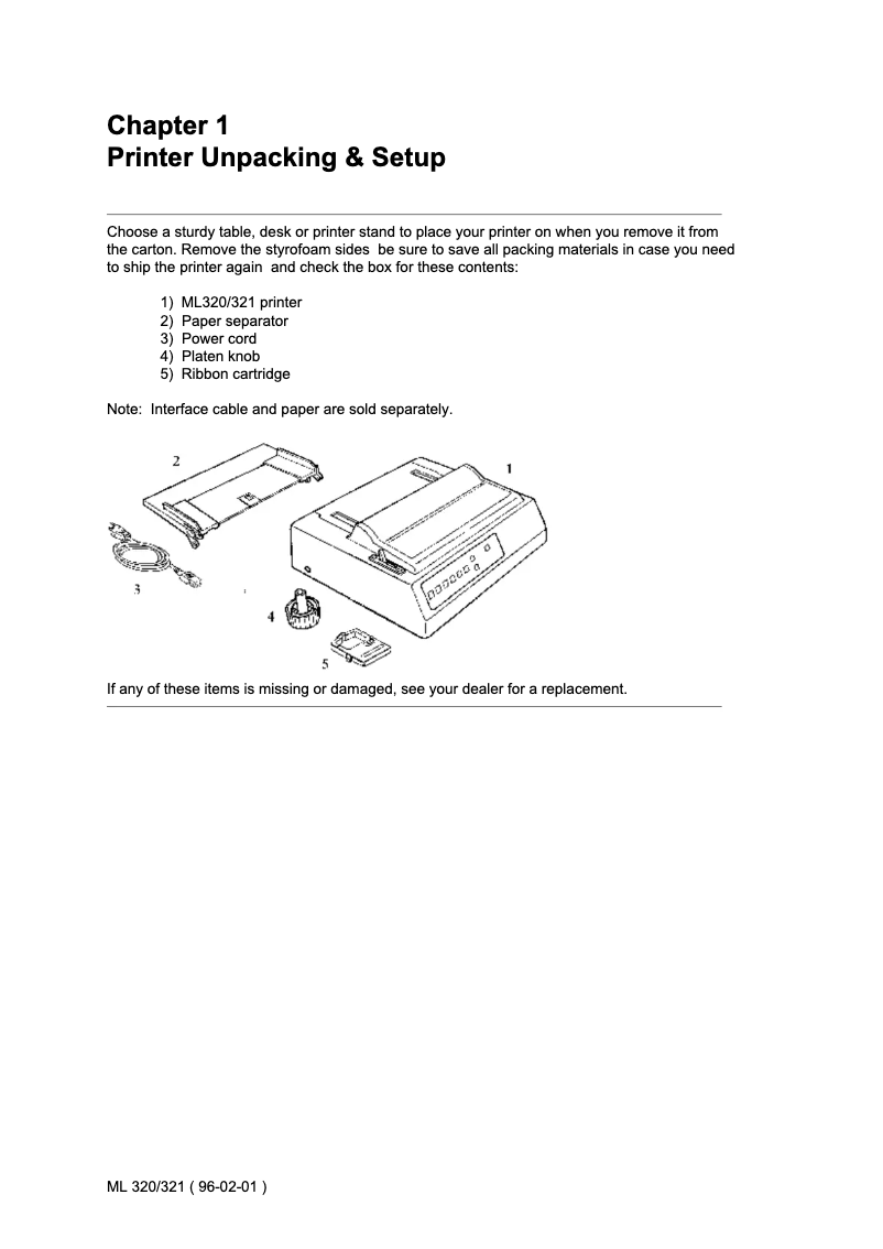 Page 1 de la notice Manuel utilisateur OKI Microline 321 Turbo