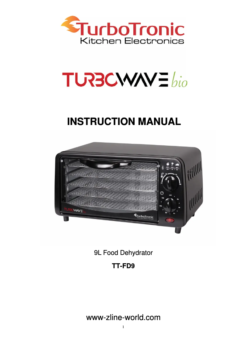 Page 1 de la notice Manuel utilisateur TurboTronic TurboWave Bio TT-FD9