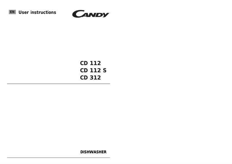 Page 1 de la notice Manuel utilisateur Candy CDF 312