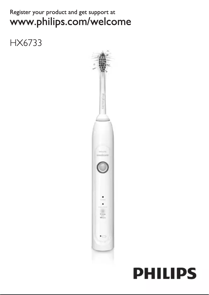 Image de la première page du manuel de l'appareil Sonicare HealthyWhite HX6732