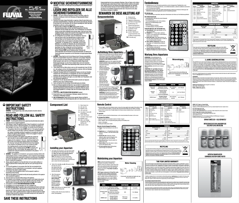 First page image of the manual for Flex 57
