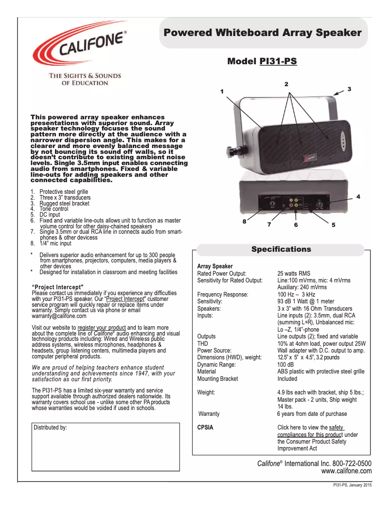 Image de la première page du manuel de l'appareil PI31-PS