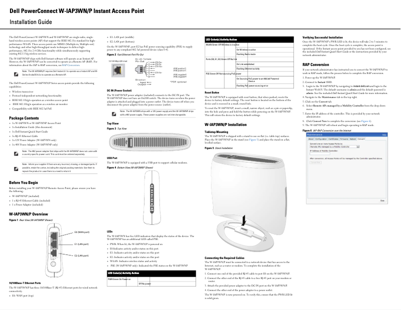 Page 1 de la notice Manuel utilisateur Dell PowerConnect W-IAP3WN