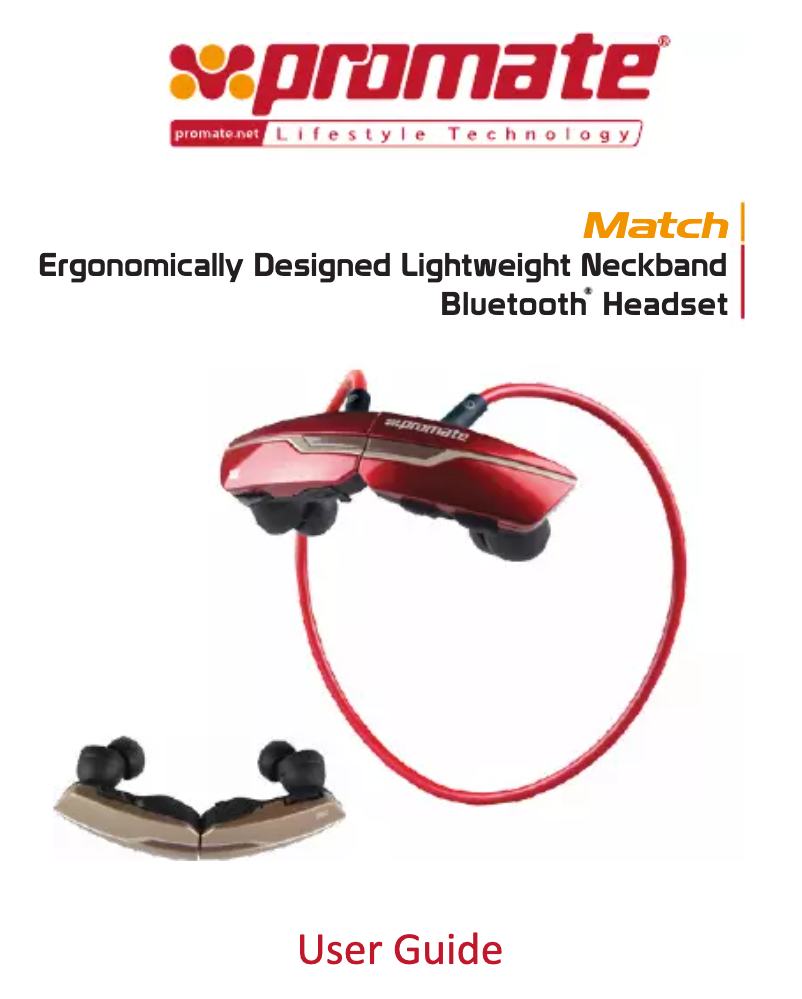 Page 1 de la notice Manuel utilisateur Promate Match