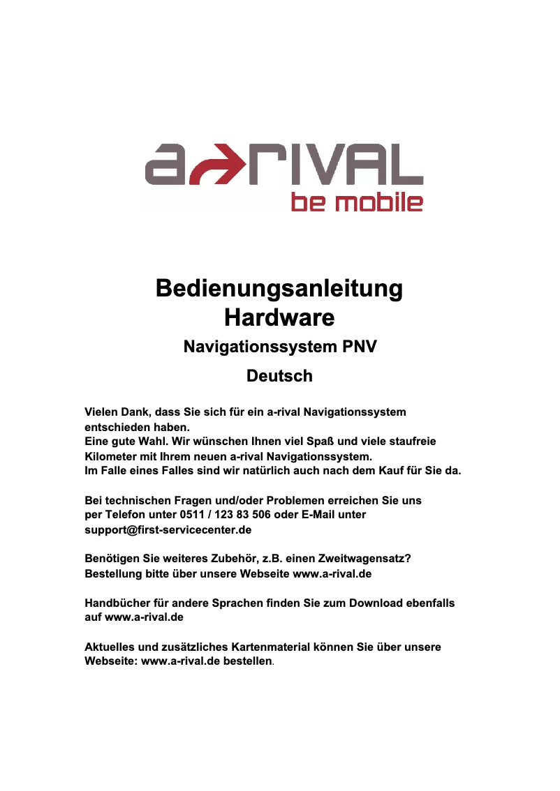 Page 1 de la notice Manuel utilisateur A-Rival NAV-PNV 43 EU