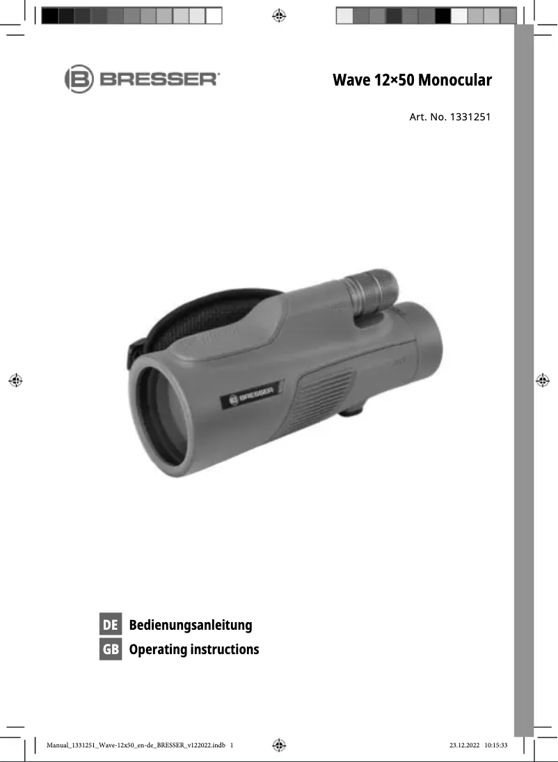 Image de la première page du manuel de l'appareil Wave 12x50 Monoculair