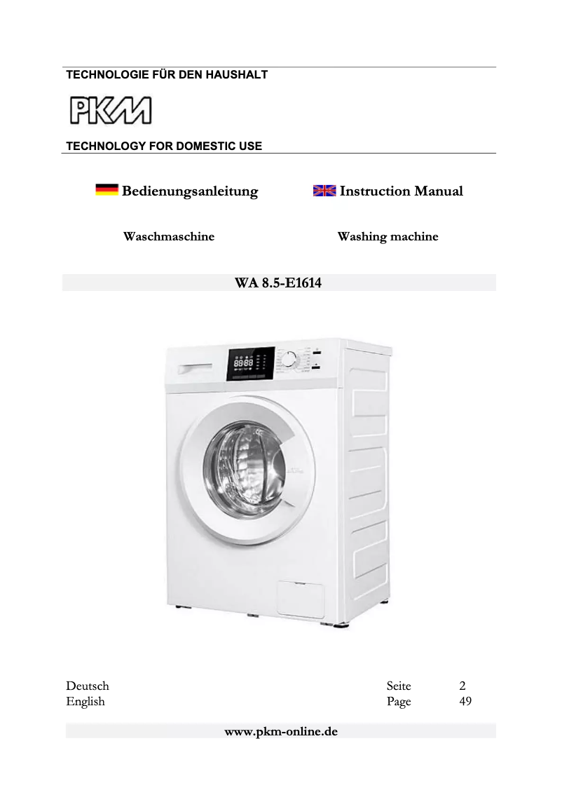 Page 1 de la notice Manuel utilisateur PKM WA8.5-E1614