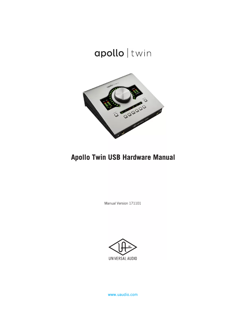Page 1 de la notice Manuel utilisateur Universal Audio Apollo Twin USB