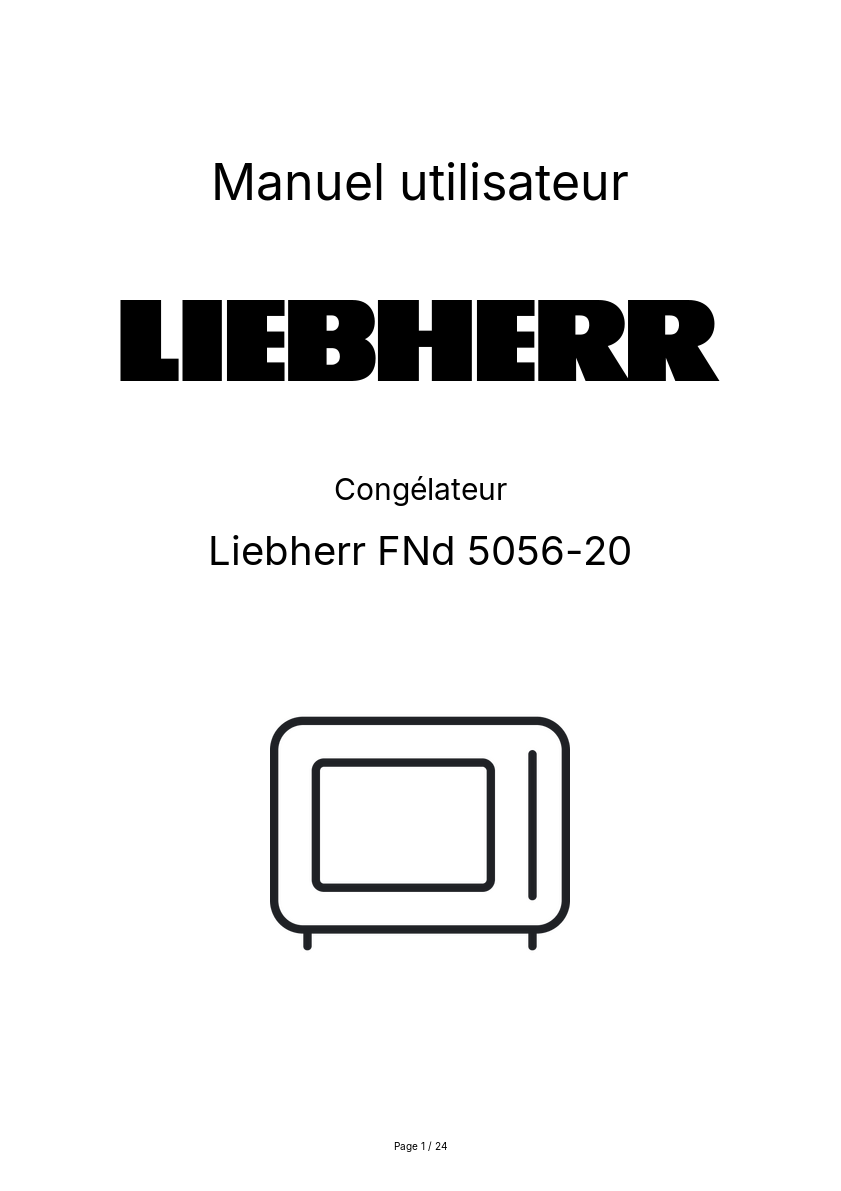 Page n°1 - Manuel utilisateur Liebherr FNd 5056-20