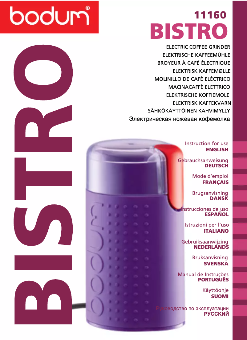 Page 1 de la notice Manuel utilisateur Bodum Bistro 11160