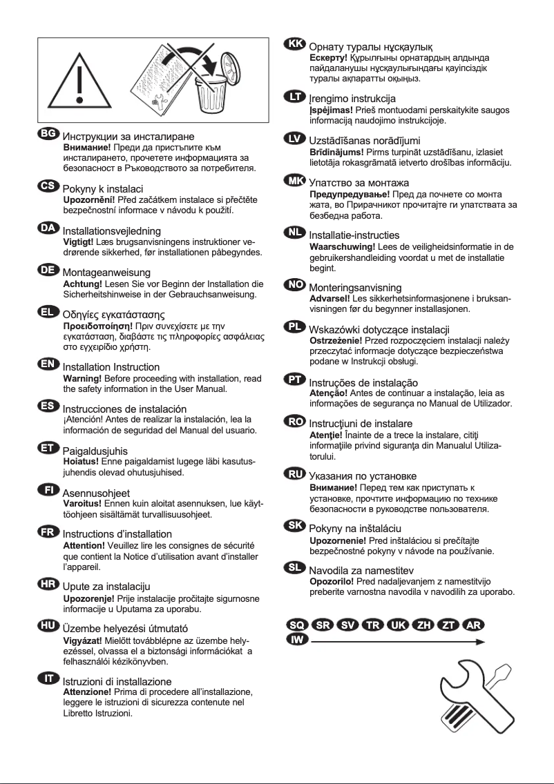 Page 1 de la notice Guide d'installation Electrolux EW2F6712BD