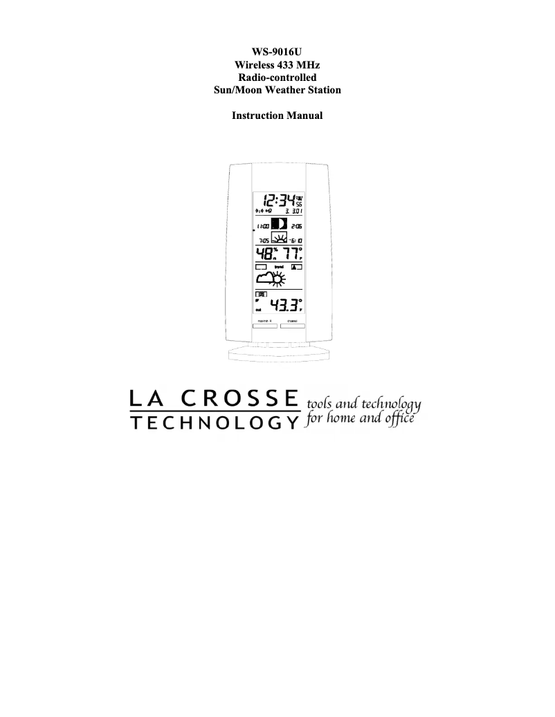 Page 1 de la notice Manuel utilisateur La Crosse Technology WS-9016U