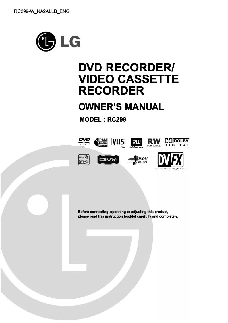 Image de la première page du manuel de l'appareil RC299-W