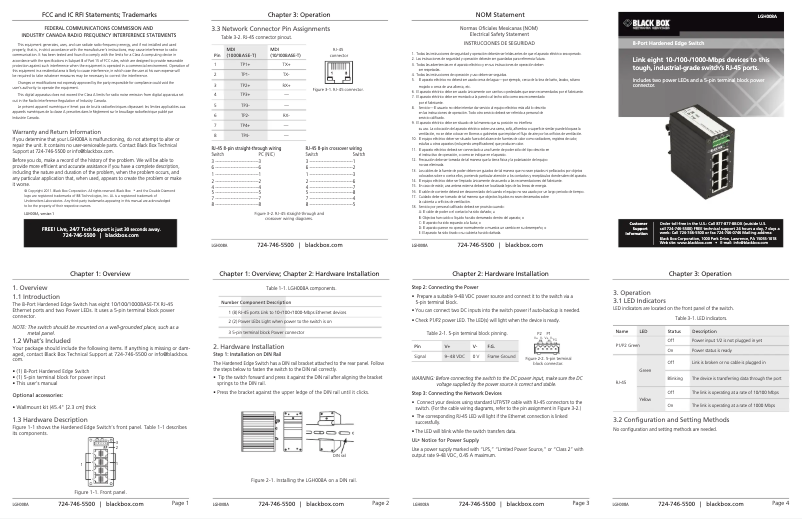 Page n°1 - Manuel utilisateur Black Box LGH008A