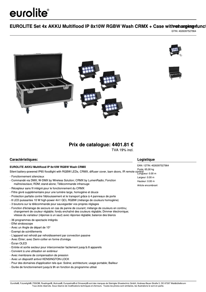 Page n°1 - Fiche technique Eurolite Multiflood IP