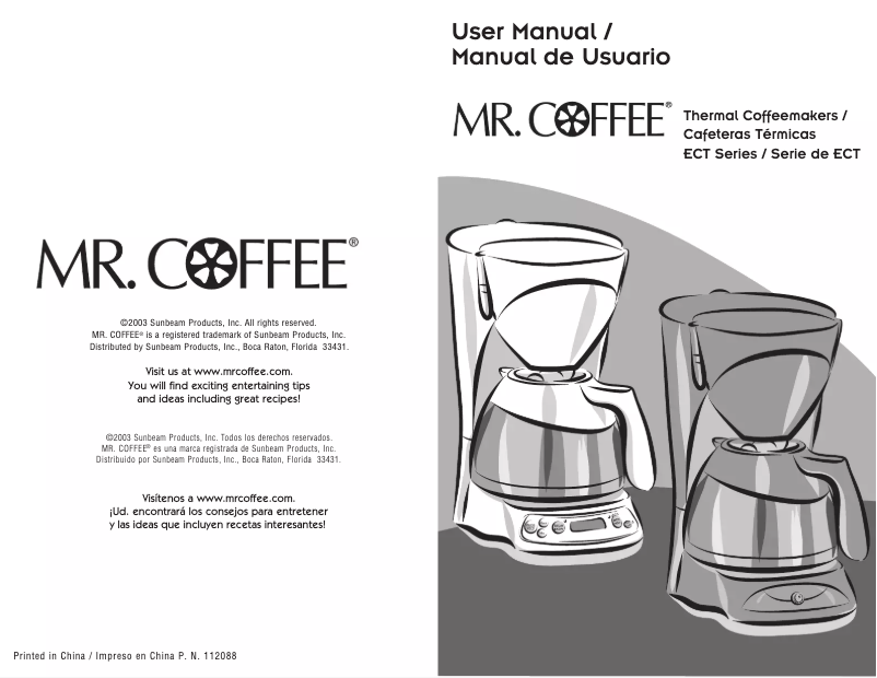 Page n°1 - Manuel utilisateur Mr. Coffee ECTX81