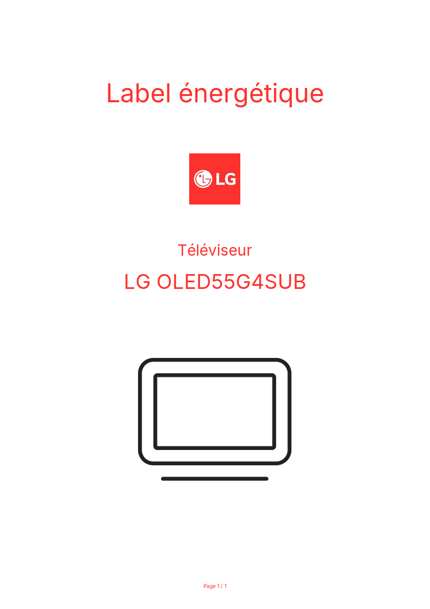 Page n°1 - Label énergétique LG OLED55G4SUB