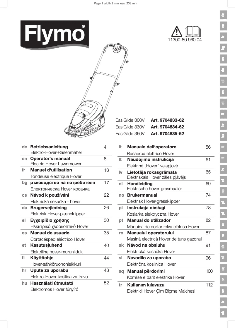 Page n°1 - Manuel utilisateur Flymo EasiGlide 330V