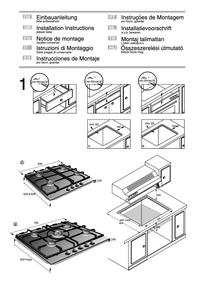 Page n°1 - Guide d'installation Bosch PGE675K01E