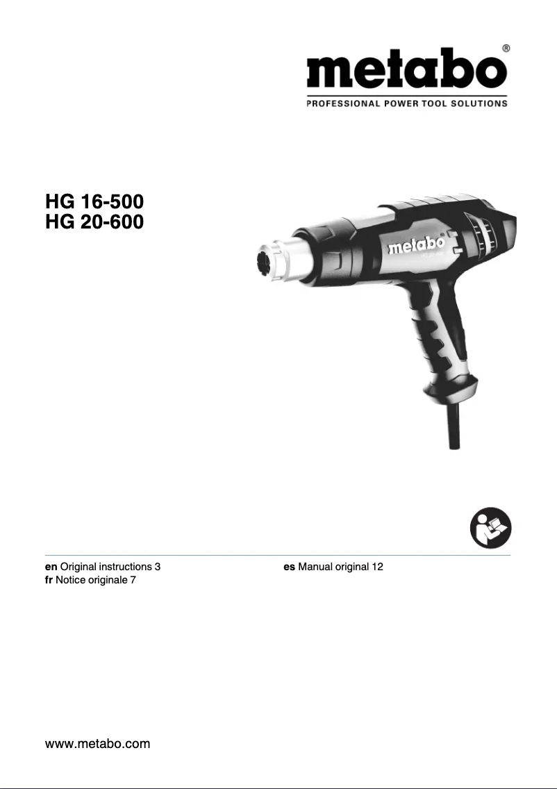 Page 1 de la notice Manuel utilisateur Metabo HG 16-500