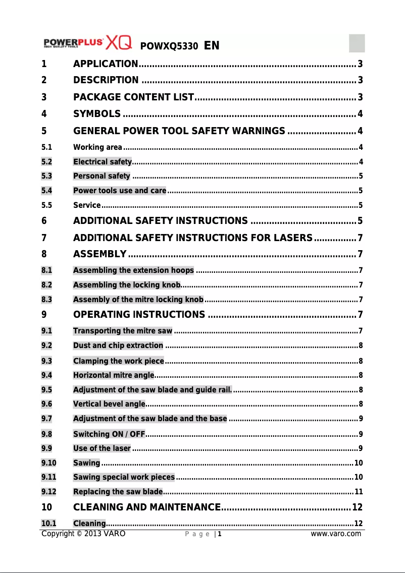 Page 1 de la notice Manuel utilisateur PowerPlus POWXQ5330