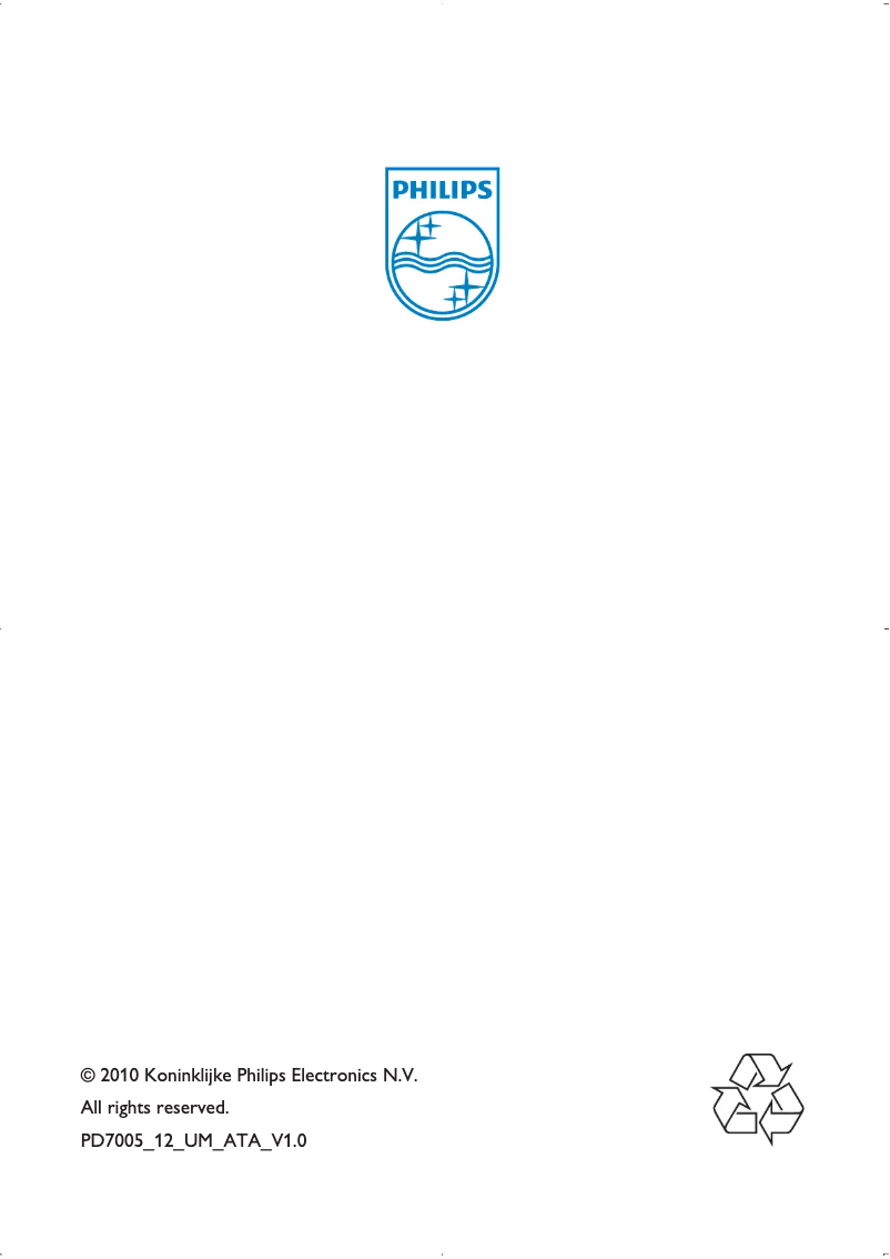 Page 1 de la notice Manuel utilisateur Philips PD7005 DVT