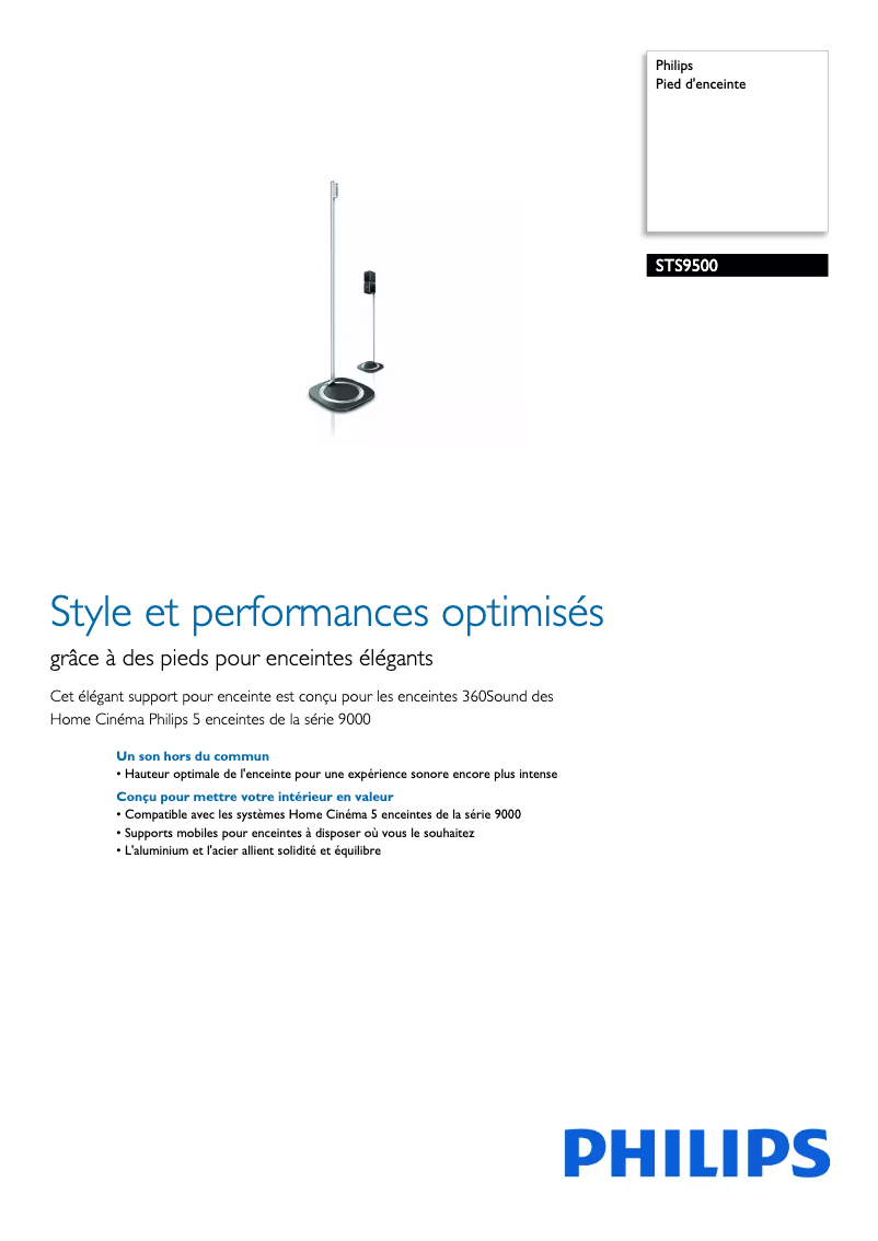 Página 1 del manual Ficha técnica Philips STS9500