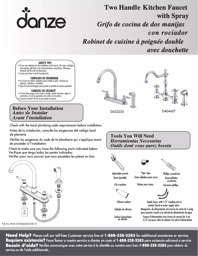 Page n°1 - Manuel utilisateur Danze D404457