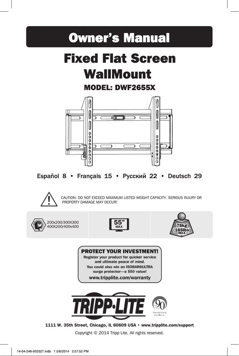 Page n°1 - Manuel utilisateur Tripp Lite DWF2655X