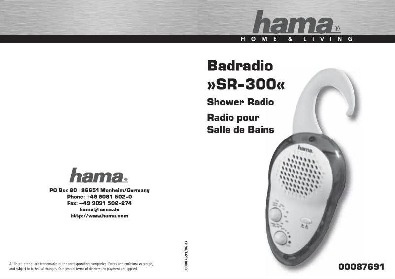 Image de la première page du manuel de l'appareil SR-300