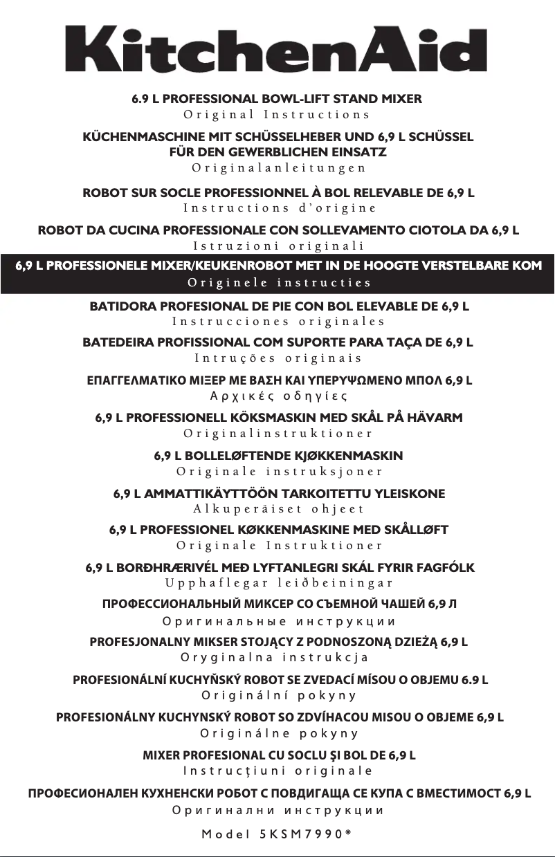 Page n°1 - Manuel utilisateur KitchenAid Professional Mixer