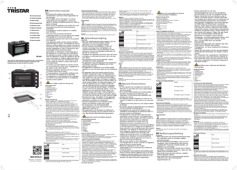 Page 1 de la notice Manuel utilisateur TriStar OV-3645