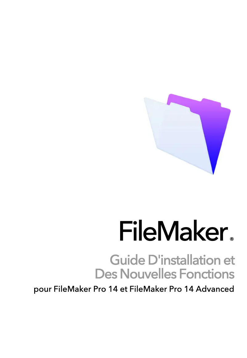 Page n°1 - Guide d'installation FileMaker Pro 14