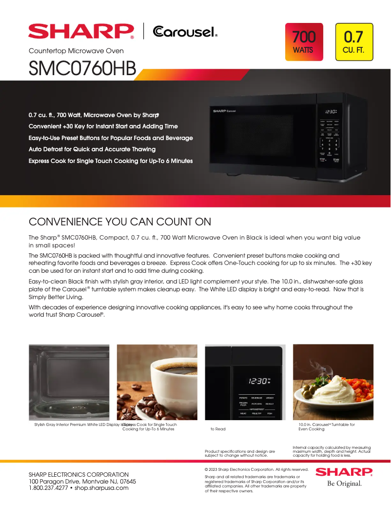 Page 1 de la notice Fiche technique Sharp SMC0760HB