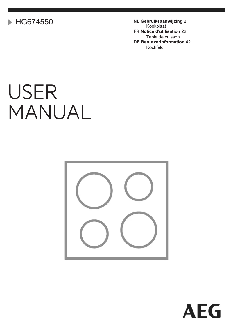 Page n°1 - Manuel utilisateur AEG HG674550