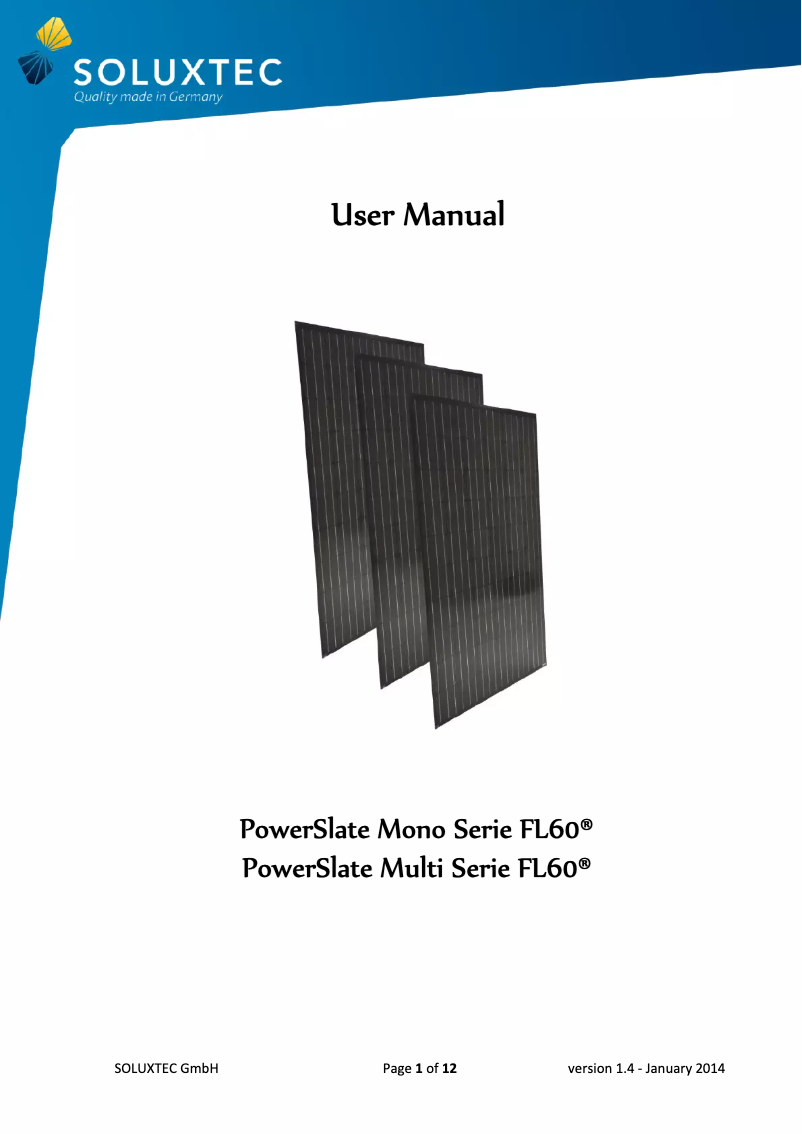 Imagen de la primera página del manual del dispositivo PowerSlate Multi Serie FL60
